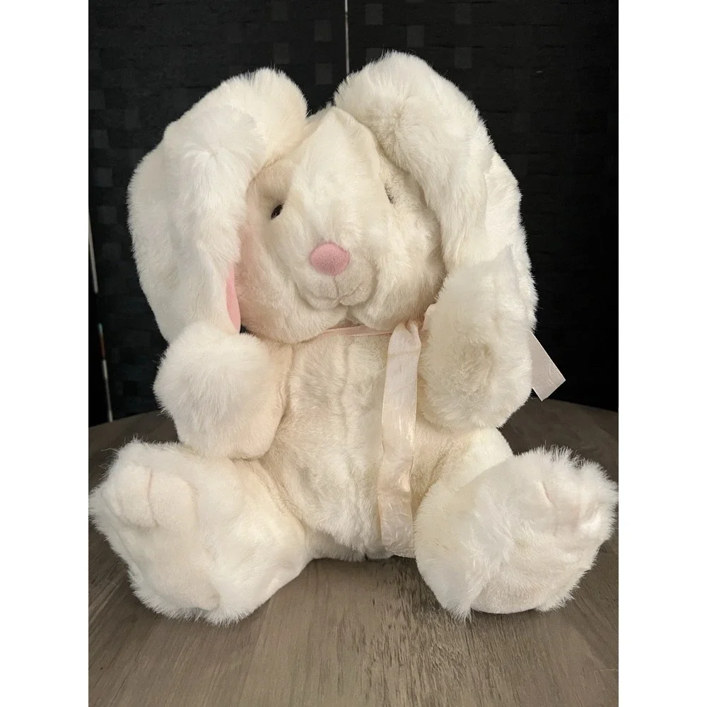 Vintage Russ Sunny Bunny White Rabbit Plush Floppy Ears Stuffed Animal Good Cond